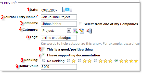 Job Journal, Job Diary example