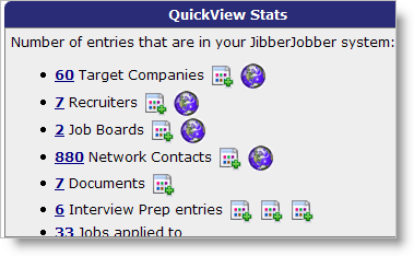 QuickView Stats panel