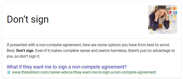 should you sign a non-compete? Apparently not!